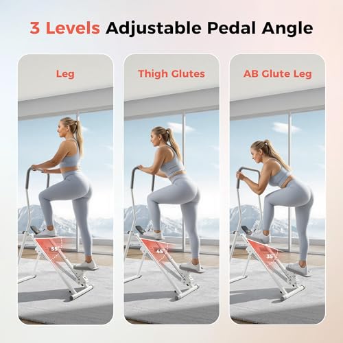 Stair Stepper for Home, Upgraded 3-Level Adjustable Resistance& Incline, Extra-Wide Non-Slip Pedals, LCD Counter with Phone Holder, 300 lbs Capacity Cardio Machine Foldable Design (White)