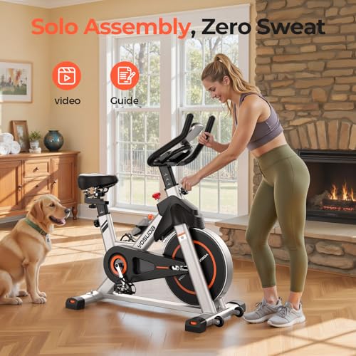 YOSUDA Exercise Bike, Magnetic Friction Stationary Bike with App Training - color: Black