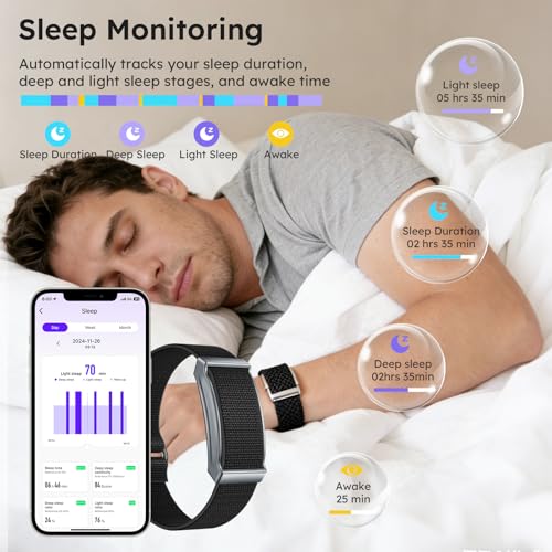 Smart Bracelet Health Wristband Fitness Tracker Heart Rate Monitor Sleep Tracker Step Counter Pedometer Multi Sport Modes Waterproof Wearable Activity Tracker, Free App, Silicone & Nylon Strap