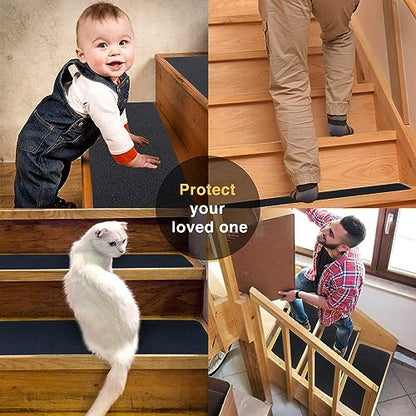 10 Pack Outdoor Stair Treads Non-Slip Pre-Cut 6" x 30" - size: 6”x30” 10PCS