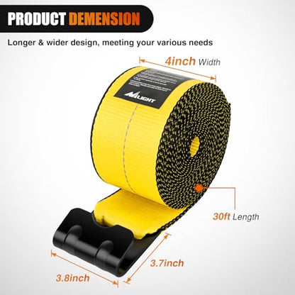 Nilight Truck Straps 4" x 30' Heavy Duty Tie Down with Flat Hooks - color: 4in x 30ft Truck Straps 2PCS Yellow