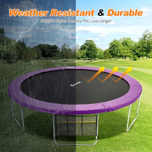 Exacme Round Trampoline Spring Cover, 0.8 in Thick Replacement Safety Pad - color: Purple, size: 12 Foot