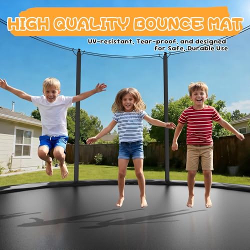 Trampoline Outdoor 8FT 10FT 14FT, Recreational Trampolines with Enclosure and Ladder, Anti-Rust Trampolines for Kids and Adults, ASTM Approval - size: 10FT
