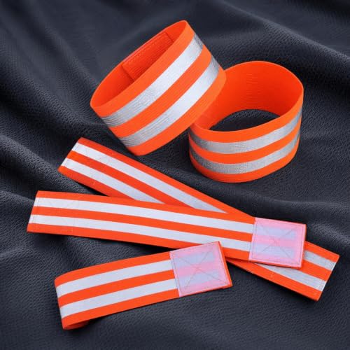 Pair Safety Strap Armband Men’s Bike Safety Gear Vest for Men Reflective Wristbands for High Visibility - color: Orange