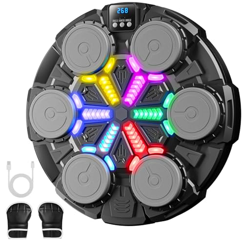 Music Punching Machine, Boxing Trainer with Rhythm Lights - color: Black
