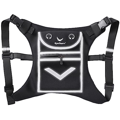 Running Mini Backpack Vest for Men & Women - Hi-viz gear, Holds Valuables, any Phone - Ideal for Fitness, Walking, Cycling! - color: Royal Black