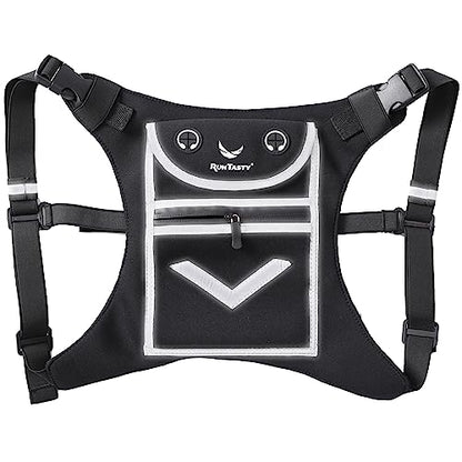Running Mini Backpack Vest for Men & Women - Hi-viz gear, Holds Valuables, any Phone - Ideal for Fitness, Walking, Cycling! - color: Royal Black