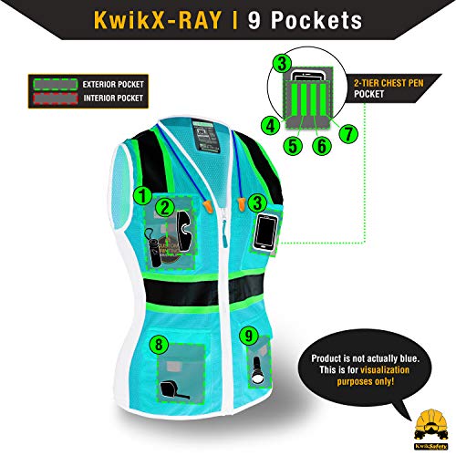 KwikSafety FIRST LADY Safety Vest for Women Class 2 ANSI OSHA Hi Vis Vest - color: Yellow, size: XX-Large