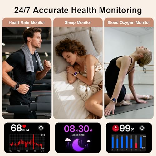 Smart Watches for Women Men,1000mAh Battery, Compatible with Android & iPhone, 1.83" HD Smartwatches with Calls/Messages Alerts, 110+ Sports Modes Fitness Watch, IP68 Waterproof(Black) - color: Black