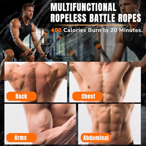 Ropeless Fitness Ropes for Home Gym, Cordless Training Ropes with Weighted Rings, Adjustable Strength Workout Equipment for Cardio Exercise