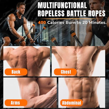 Ropeless Fitness Ropes for Home Gym, Cordless Training Ropes with Weighted Rings, Adjustable Strength Workout Equipment for Cardio Exercise