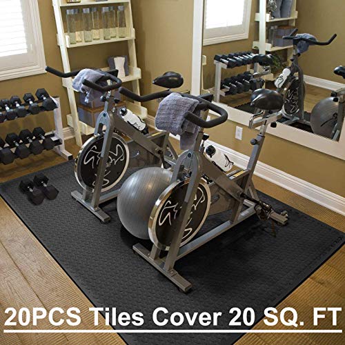 Walsai Exercise Mats Puzzle Foam Mats Gym Flooring Mat Cover 20 SQ.FT Interlocking Foam Mats with EVA Foam Floor Tiles for Home Gym Equipment Workouts Black