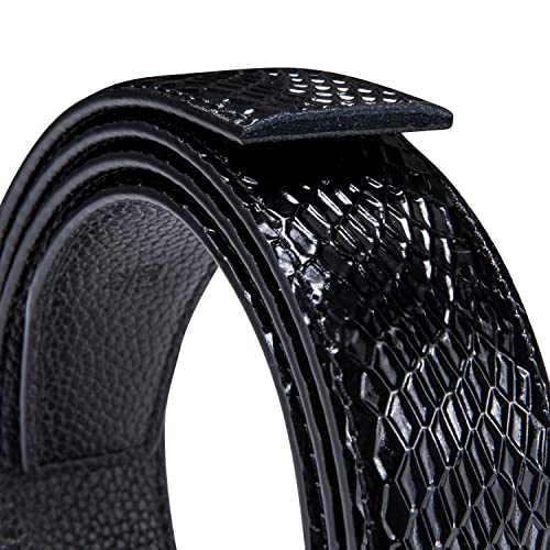 Dubulle Mens Ratchet Belt Gold Click Buckle Adjustable Leather Belts - color: Black Fashion Strap, size: Adjustable from 36" to 45" Waist