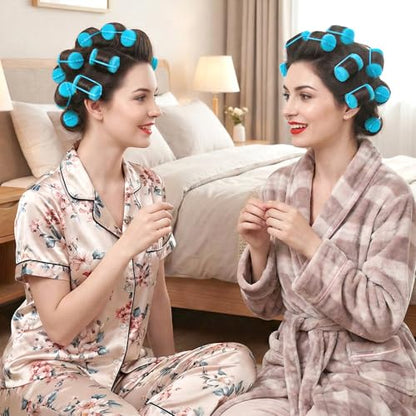 24Pcs Blue Foam Rollers for Hair, 2.36x1.18" Soft Rollers No Heat for Women - color: Blue