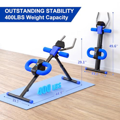 Ab Machine for Home Gym,Adjustable Ab Trainer Machine with 2 Incline Settings & 5 Height Levels,LCD Monitor, Knee Protection,Foldable Abdominal Workout/Exercise Machine for Core & Stomach Workout