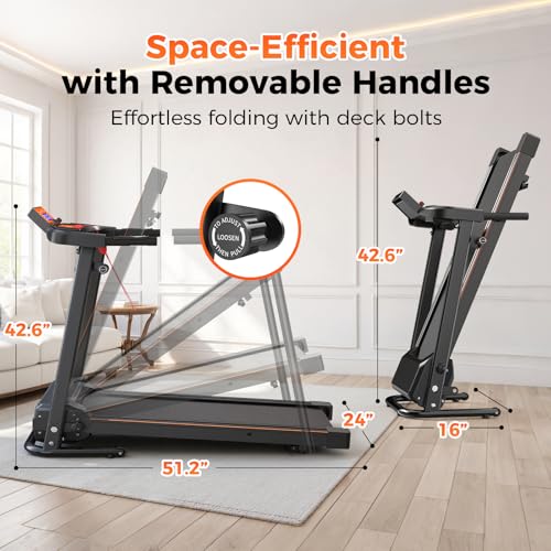 Lastforever Walking Treadmill with Extra-Long Safety Handrails, Home Recovery Fitness Exercise Machine for Elder, Senior Treadmills for Home, Heart Rate Monitor, LED Display, 310 lbs Capacity