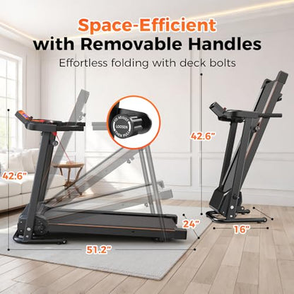 Lastforever Walking Treadmill with Extra-Long Safety Handrails, Home Recovery Fitness Exercise Machine for Elder, Senior Treadmills for Home, Heart Rate Monitor, LED Display, 310 lbs Capacity
