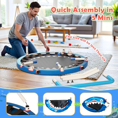 36-Inch Toddler Trampoline with Foam Handle, 3FT Foldable Mini Rebounder - color: Blue