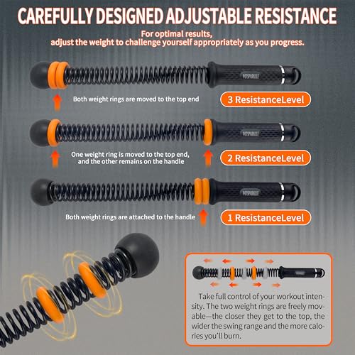 Portable Adjustable Ropeless Battle Ropes with Black - color: Black