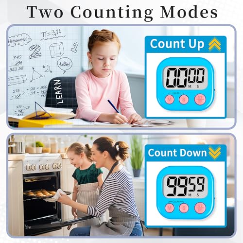 ZILLEEN Digital Kitchen Classroom Timers for Kids Cooking 6pcs MulticolorB - color: Yellow&black&pink&green&orange&purple