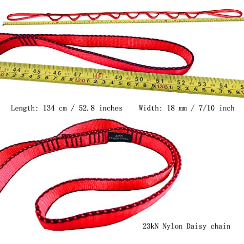53 Inches Nylon Daisy Chains Rope Climbing Lanyard Straps Looped Strong Slings 23 kN Aerial Yoga Webbing - color: 1PC Red