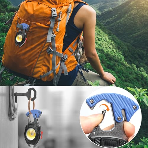 MAKDAK 4PC Keychain Flashlight Rechargeable Cob Keychain Work Light 7 Modes 1600Lumen High Lumen Flashlights for Emergencies,EDC - color: (Orange and Blue)*2PC
