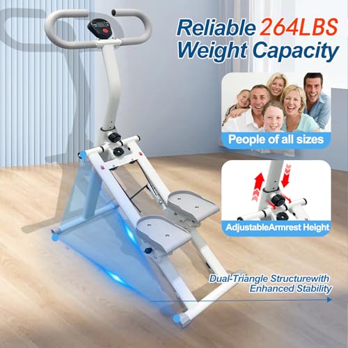Stair Stepper for Home Vertical Climber, Foldable Full Body Exercise Aerobic Climbing Machines, Mountaineering Fitness Equipment with Adjustable Handles (White)