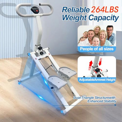 Stair Stepper for Home Vertical Climber, Foldable Full Body Exercise Aerobic Climbing Machines, Mountaineering Fitness Equipment with Adjustable Handles (White)