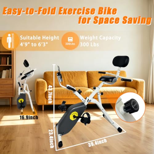 Foldable Quiet Magnetic Recumbent Stationary Exercise Bike