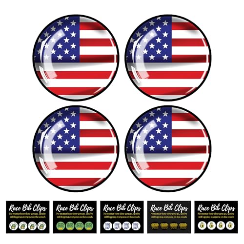 Race Bib Holder for Runners | Racing Bib Clips for Running | Marathon Runner Must Haves Reusable Lock Fasteners for Secure Running, Triathlon, Cycling - Marathon Gifts for Women Men (USA) - color: USA