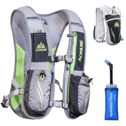 Azarxis Running Water Bottles Flask BPA Free Leakproof Hydration Vest Packs Waist Belt Replacement for Triathlon Marathon Hiking Cycling Climbing Runner - color: #5 Gray (5.5L) with a 350ml Soft Flask