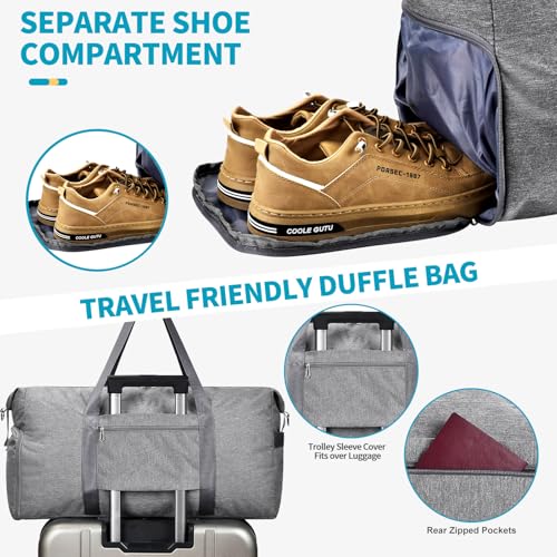 Carry On Luggage 22x14x9 Airline Approved, 40L Gym Duffle Bag for Travel - color: Grey, size: 40L