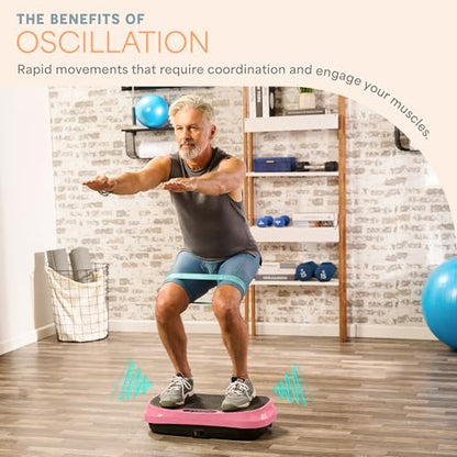 Lifepro Waver Mini Vibration Plate Exercise Machine with Resistance Bands - color: Pink
