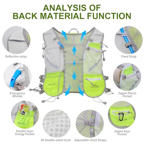 IX INOXTO Running Vest Hydration Backpack, Lightweight Running Backpack Hydration Pack with 1.6L Water Bladder Daypack for Trail Running Hiking Cycling Race Marathon for Women Men - color: Green