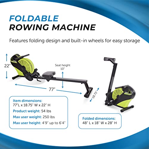 Stamina ATS Air Rower Machine with Smart Workout App - Foldable Rowing Machine with Dynamic Air Resistance for Home Gym Fitness - Up to 250 lbs Weight Capacity - style: ATS Air Rower 35-1404