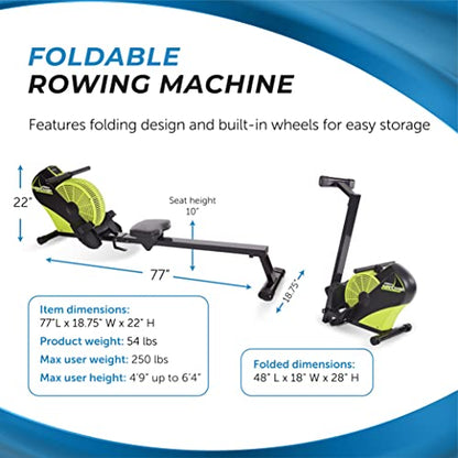Stamina ATS Air Rower Machine with Smart Workout App - Foldable Rowing Machine with Dynamic Air Resistance for Home Gym Fitness - Up to 250 lbs Weight Capacity - style: ATS Air Rower 35-1404