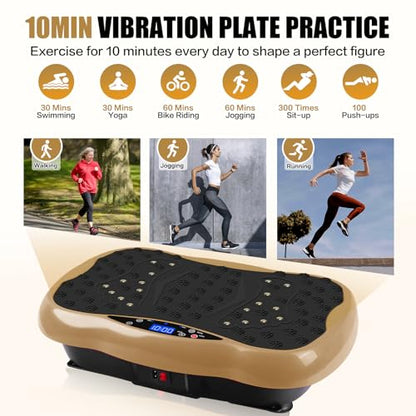 Vibration Plate Exercise Machine / Full Body / Portable / Weight Loss - color: Gold