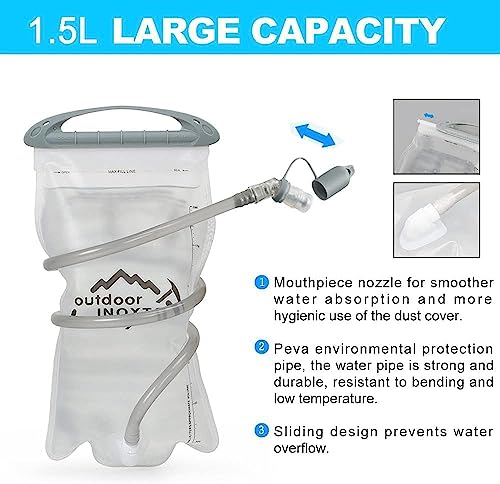 INOXTO Running Hydration Vest Backpack,Lightweight Insulated Pack with 1.5L Water Bladder Bag Daypack for Hiking Trail Running Cycling Race Marathon for Women Men - color: light gray