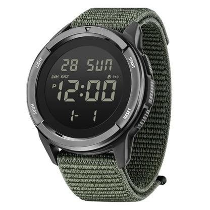 Digital Watch for Men Tactical Military Waterproof Sports Wristwatch Nylon - color: Green