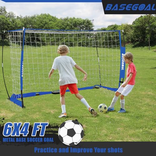 BaseGoal Soccer Goal for Backyard,with Bow Frame and Agility Ladder - size: 6x4 ft