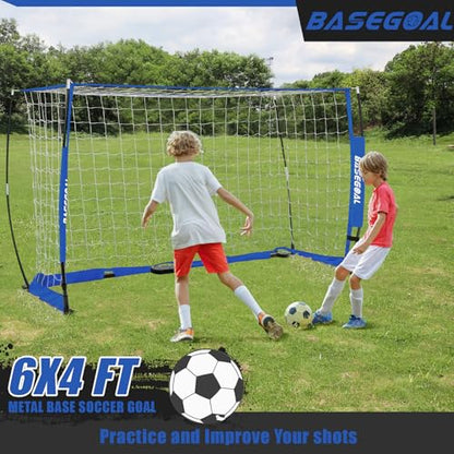 BaseGoal Soccer Goal for Backyard,with Bow Frame and Agility Ladder - size: 6x4 ft