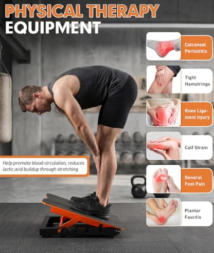 Steel Slant Board for Calf Stretching, Commercial Incline Board - color: Orange