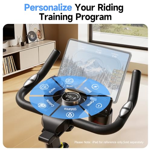 YPOO Exercise Bike Adjustable Magnetic Resistance 330LBS,APP Courses - color: Black