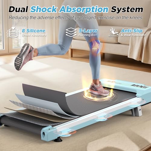 FYC Walking Pad with Incline for Home & Office - Under Desk Walking Pad Treadmill, Portable Walking Machine with Remote Control, LED Display, 300LBS Capacity, 2.5HP Quiet Motor - color: blue