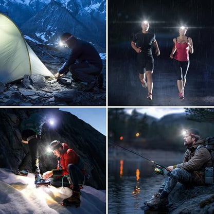 Lepro Rechargeable LED Headlamp Bright Waterproof Headlight 2 Pack - Red - color: Red