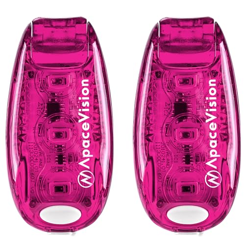 EverLightFX USB Rechargeable LED Safety Light (2 Pack) by Apace - Super Bright Bike Tail Light Works Brilliantly as Running Light for Joggers, Pets, Bicycle Strobe or Rear Clip On Lights - color: Pink