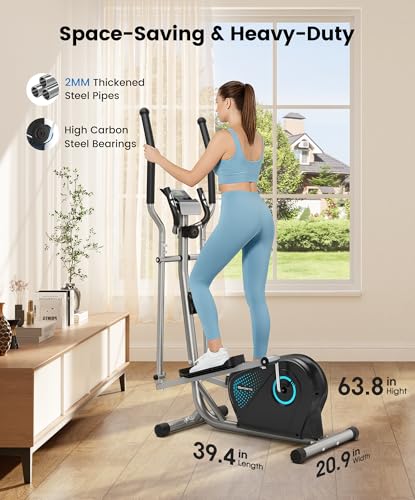 THERUN Elliptical Exercise Machine, Ultra-Quiet Magnetic Machine for Home - color: Aqua