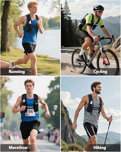 Running Hydration Vest for Women Men,Lightweight Breathable Hydration Pack with 500ml Soft Flask, Adjustable Chest Straps Reflective Backpack for Trail Running Marathon Race Jogging Cycling - color: Black