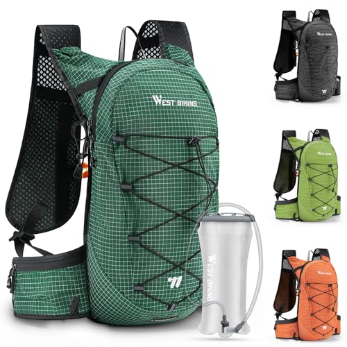 Lightweight Hydration Backpack with 2L Water Bladder Running Hydration Vest Backpack Specialized Hydration Pack for Cycling, Hiking, and Mountaineering - color: olive green