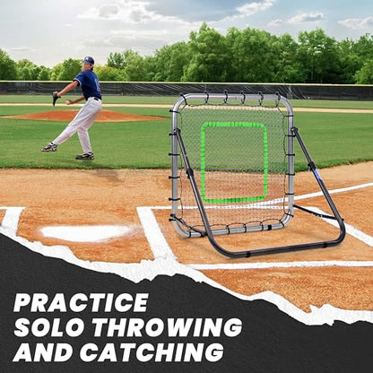 Baseball Rebounder Net 3x3 ft Dual Rebound Modes with Random Bounce Back